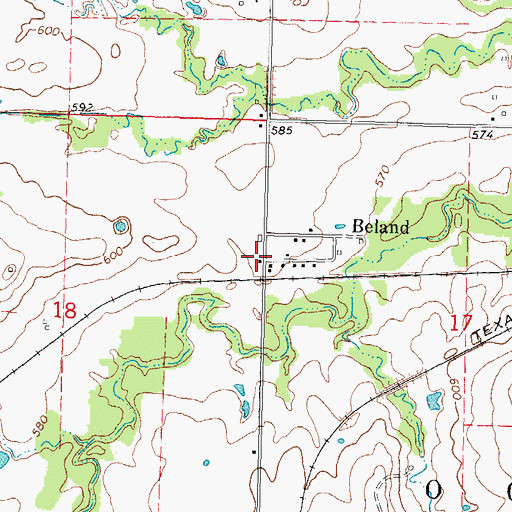 Topographic Map of Beland, OK