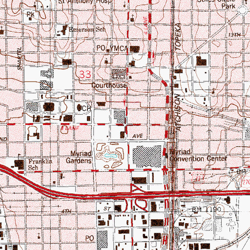 Topographic Map of Oklahoma City, OK