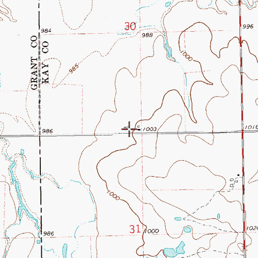 Topographic Map of Polk, OK