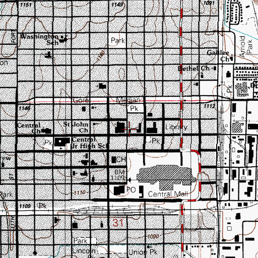 Topographic Map of Lawton Town Hall, OK