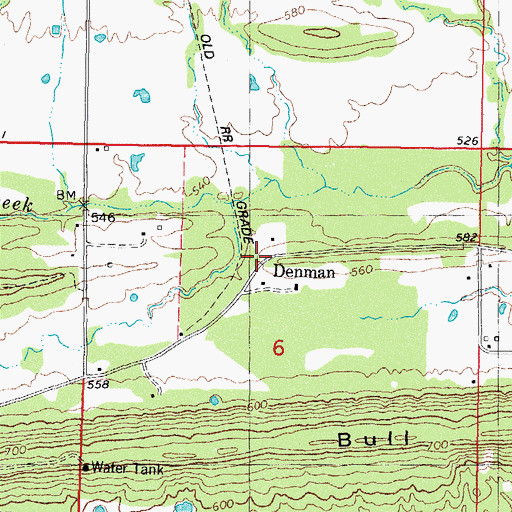 Topographic Map of Denman, OK