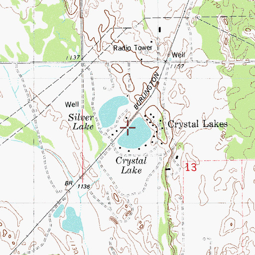 Topographic Map of Crystal Lakes, OK