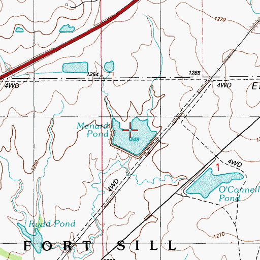Topographic Map of Menard Pond, OK