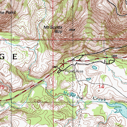 Topographic Map of Mount Scott Picnic Area, OK