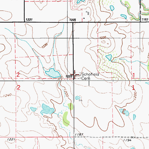 Topographic Map of Schofield Cemetery, OK