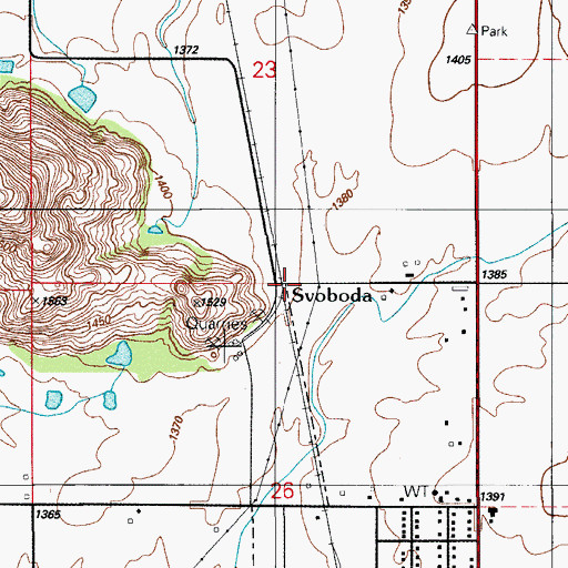 Topographic Map of Svoboda, OK
