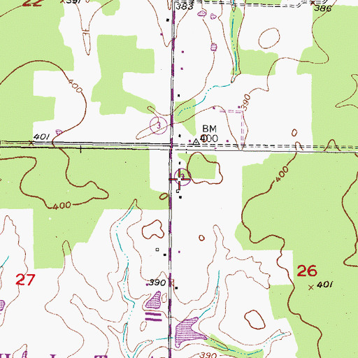 Topographic Map of Tom Lookout, OK
