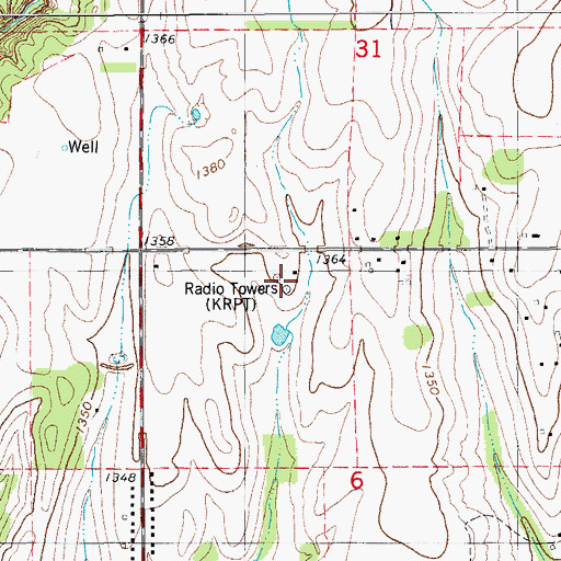 Topographic Map of KRPT-AM (Anadarko), OK