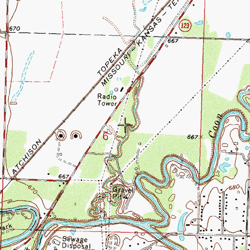 Topographic Map of KWON-AM (Bartlesville), OK