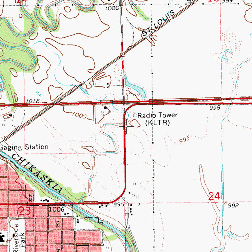 Topographic Map of KOKB-AM (Blackwell), OK