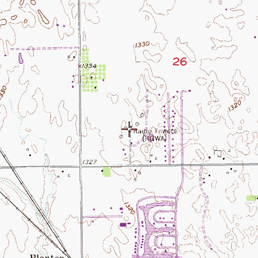 Topographic Map of KGWA-AM (Enid), OK