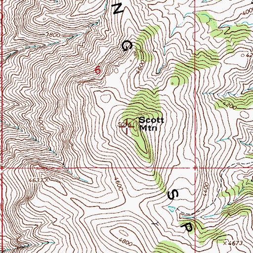 Topographic Map of Scott Mountain, AZ