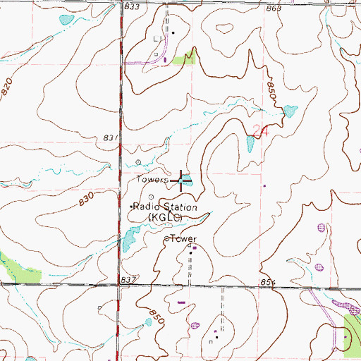 Topographic Map of KGLC-AM (Miami), OK