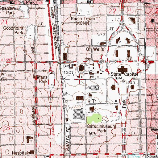 Topographic Map of KXXY-AM (Oklahoma City), OK