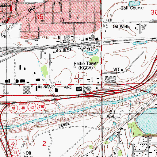 Topographic Map of KQCV-AM (Oklahoma City), OK
