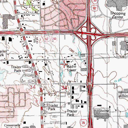 Topographic Map of KPRW-AM (Oklahoma City), OK