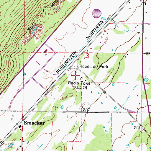 Topographic Map of KPRV-AM (Poteau), OK