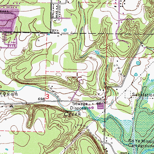 Topographic Map of KTLQ-AM (Tahlequah), OK