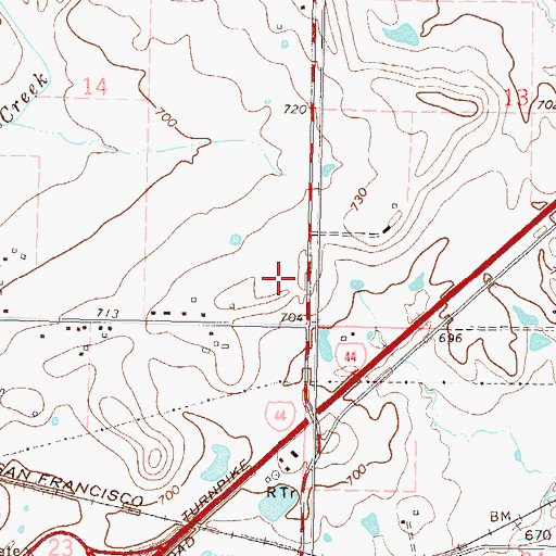 Topographic Map of KVIN-AM (Vinita), OK