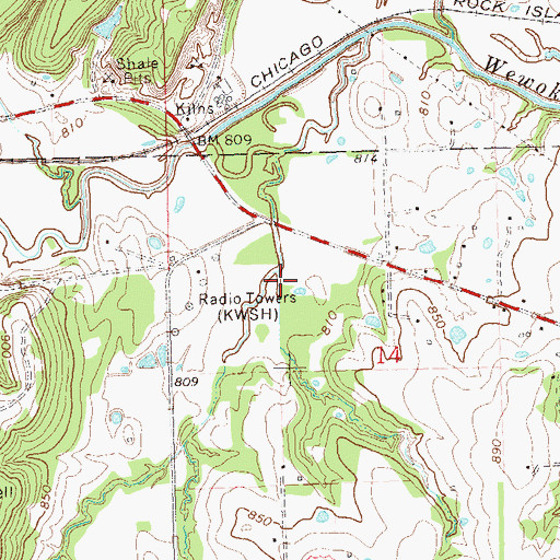 Topographic Map of KWSH-AM (Wewoka), OK
