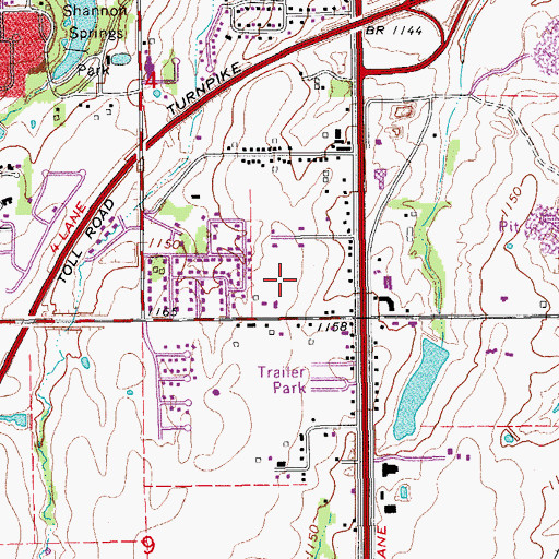 Topographic Map of KXXK-FM (Chickasha), OK