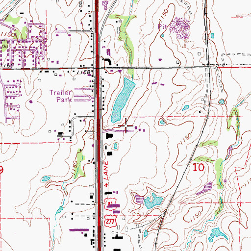 Topographic Map of KXXK-FM (Chickasha), OK