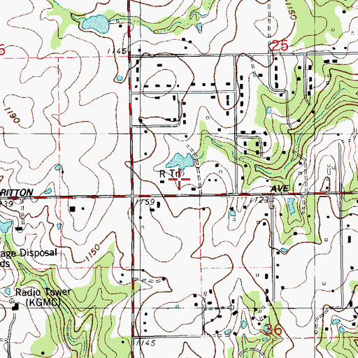 Topographic Map of KOKF-FM (Edmond), OK