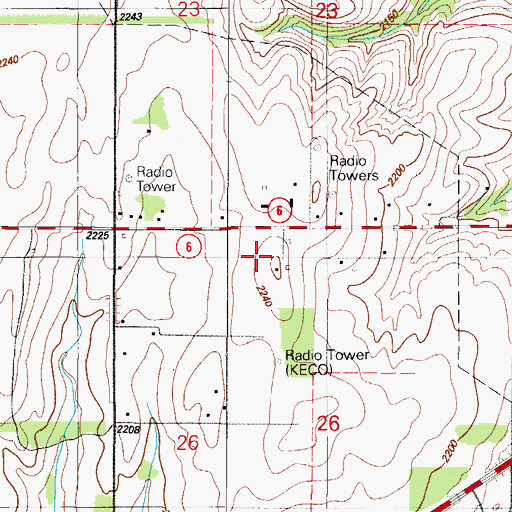 Topographic Map of KECO-FM (Elk City), OK