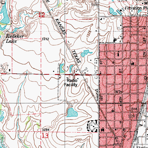 Topographic Map of KYBE-FM (Frederick), OK