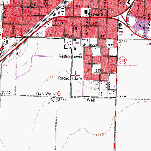 Topographic Map of KKBS-FM (Guymon), OK