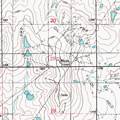 Topographic Map of KCCU-FM (Lawton), OK