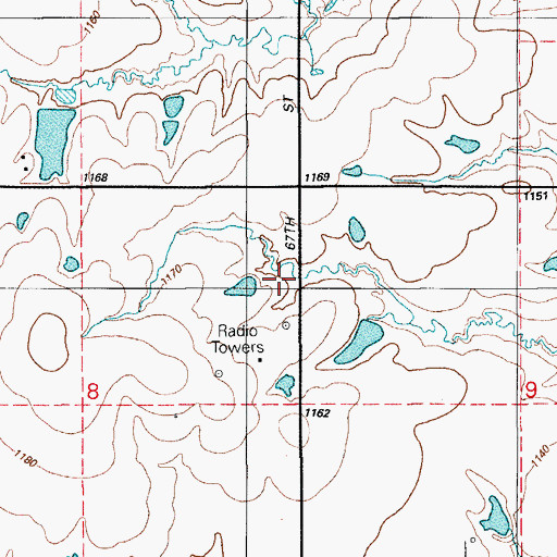 Topographic Map of KMGZ-FM (Lawton), OK