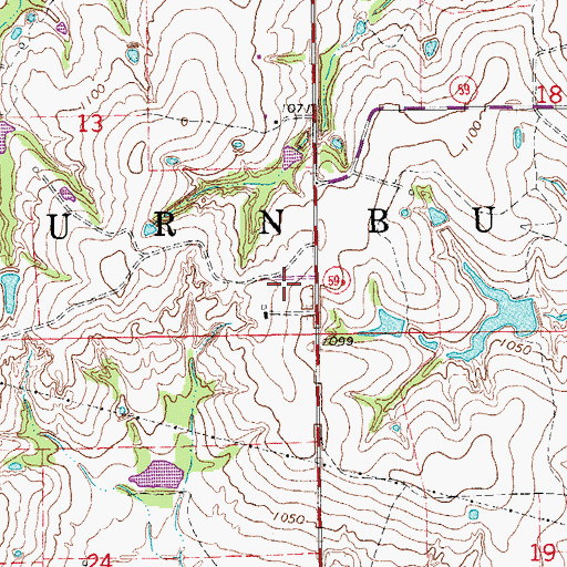 Topographic Map of KBLP-FM (Lindsay), OK