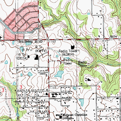 Topographic Map of KKNG-FM (Oklahoma City), OK