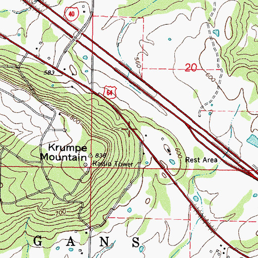 Topographic Map of KKID-FM (Sallisaw), OK