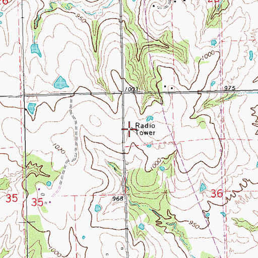 Topographic Map of KSLE-FM (Seminole), OK