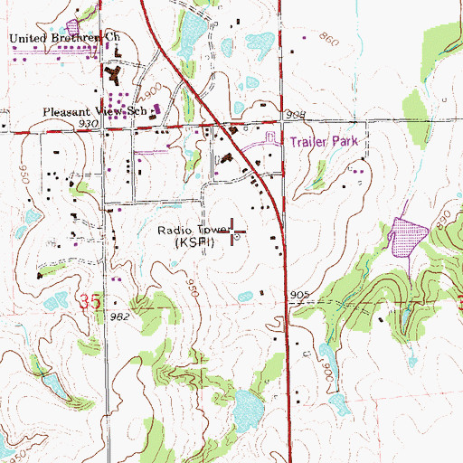 Topographic Map of KSPI-FM (Stillwater), OK