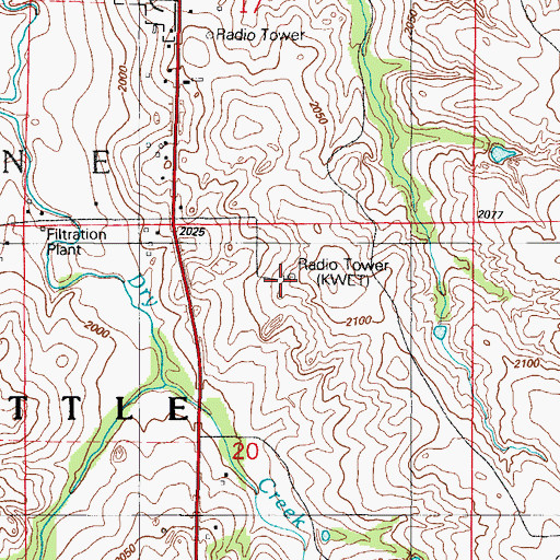 Topographic Map of KWET-TV (Cheyenne), OK