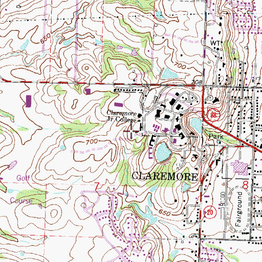 Topographic Map of KXON-TV (Claremore), OK