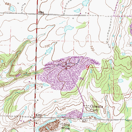 Topographic Map of KXON-TV (Claremore), OK