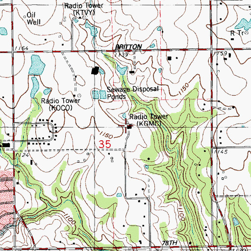 Topographic Map of KOCB-TV (Oklahoma City), OK