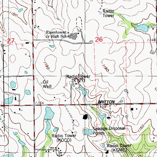 Topographic Map of KFOR-TV (Oklahoma City), OK