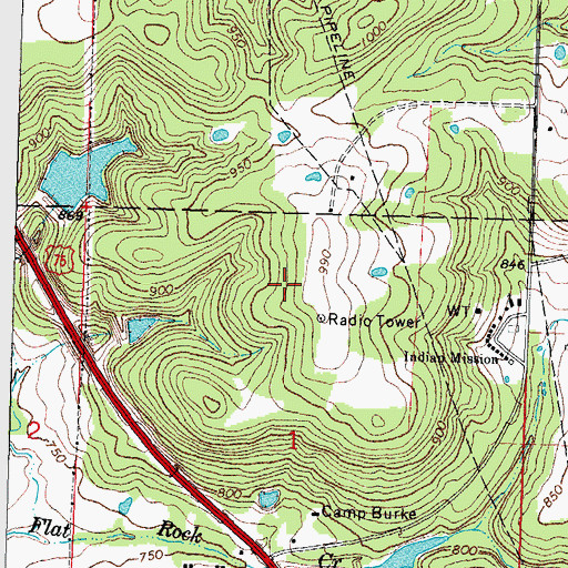 Topographic Map of KGLB-TV (Okmulgee), OK