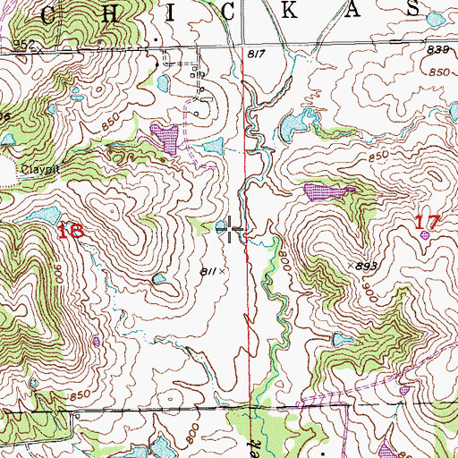 Topographic Map of Thomas Ranch Airport, OK