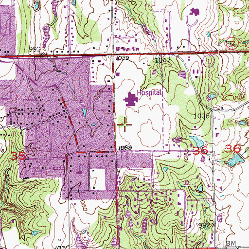 Topographic Map of Valley View Hospital Heliport, OK