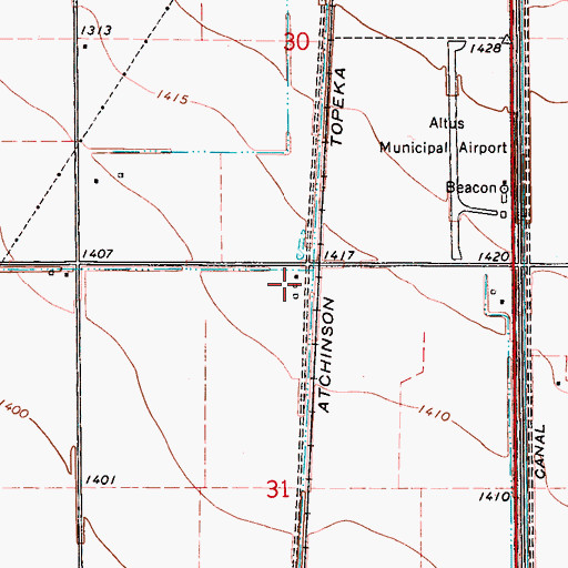 Topographic Map of Scottys Field, OK