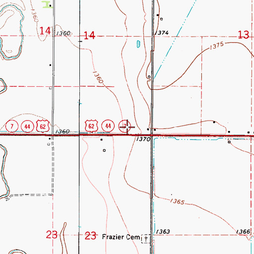 Topographic Map of Stewart Airport, OK