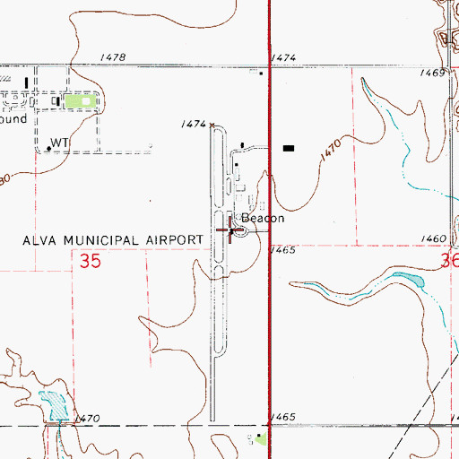 Topographic Map of Alva Regional Airport, OK