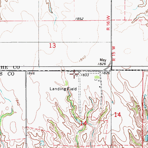 Topographic Map of May Ranch Airport, OK