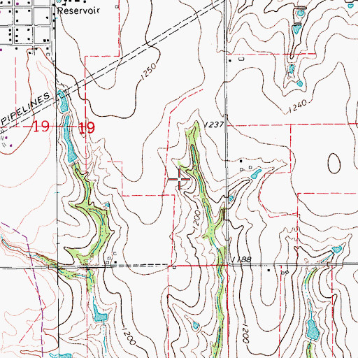 Topographic Map of Martin Farms Airport (historical), OK